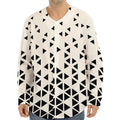 Black And White Geometric Pattern Print Long Sleeve Baseball Jersey