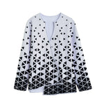 Black And White Geometric Pattern Print Long Sleeve Short Coat