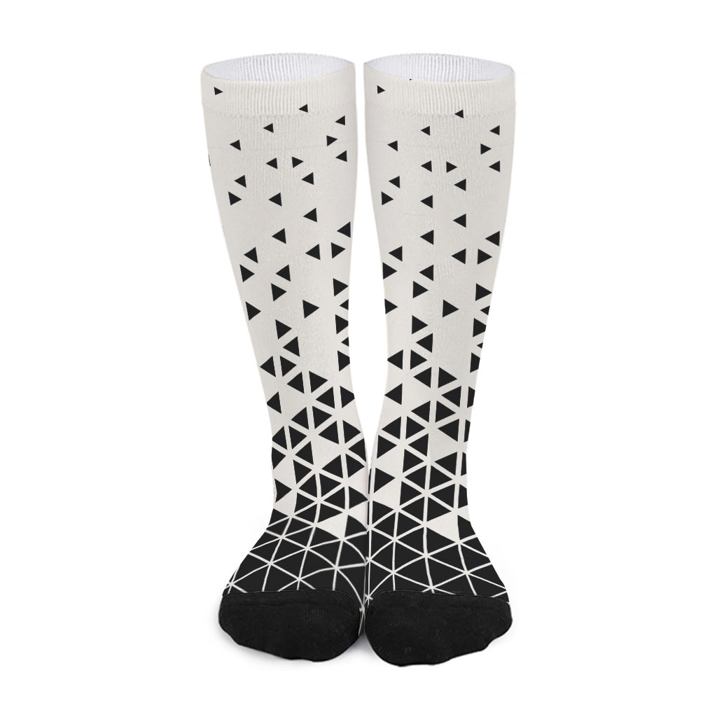 Black And White Geometric Pattern Print Long Socks