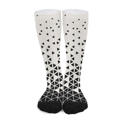 Black And White Geometric Pattern Print Long Socks