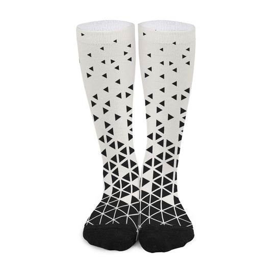 Black And White Geometric Pattern Print Long Socks