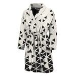 Black And White Geometric Pattern Print Men's Bathrobe