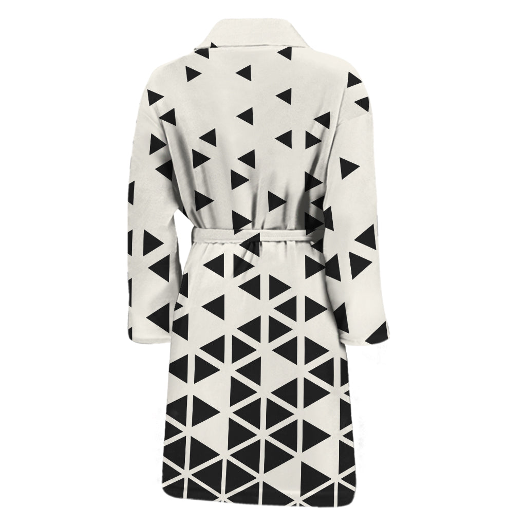 Black And White Geometric Pattern Print Men's Bathrobe