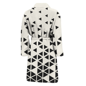 Black And White Geometric Pattern Print Men's Bathrobe