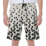 Black And White Geometric Pattern Print Men's Beach Shorts