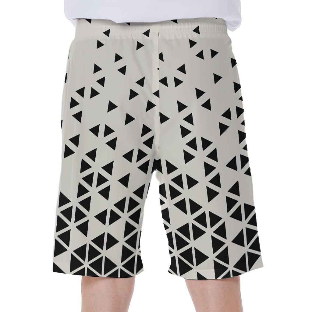 Black And White Geometric Pattern Print Men's Beach Shorts