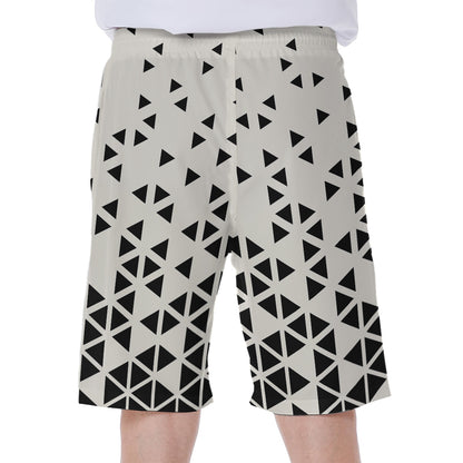 Black And White Geometric Pattern Print Men's Beach Shorts