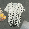 Black And White Geometric Pattern Print Men's Bodysuit