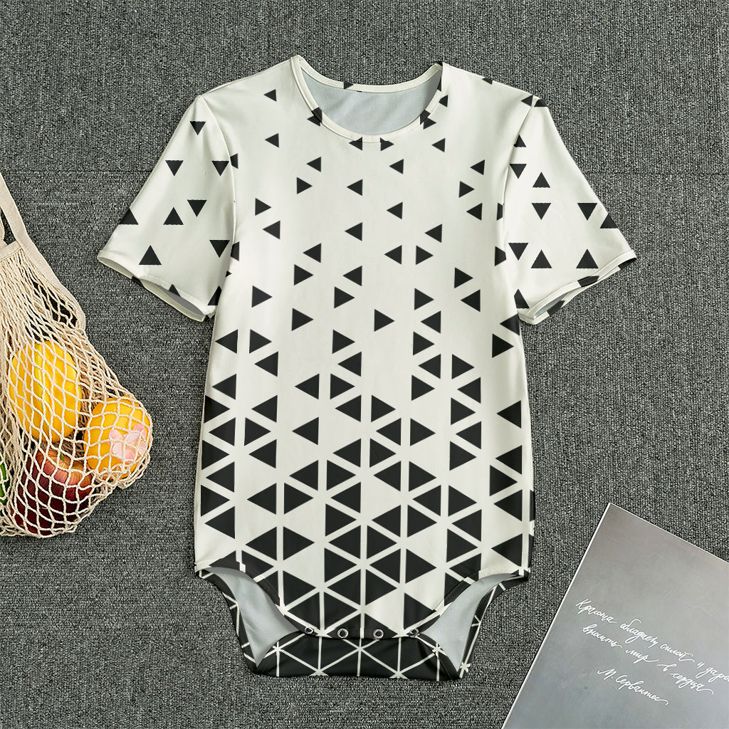 Black And White Geometric Pattern Print Men's Bodysuit