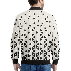 Black And White Geometric Pattern Print Men's Bomber Jacket
