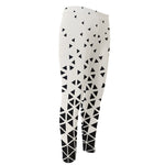 Black And White Geometric Pattern Print Men's Compression Pants