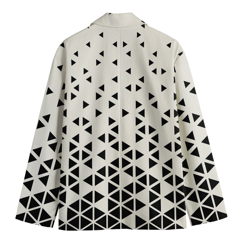 Black And White Geometric Pattern Print Men's Cotton Blazer