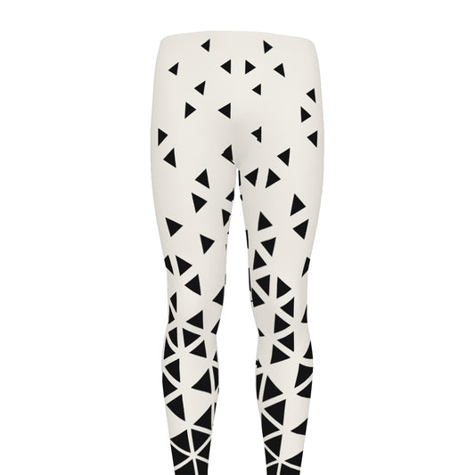 Black And White Geometric Pattern Print Men's leggings