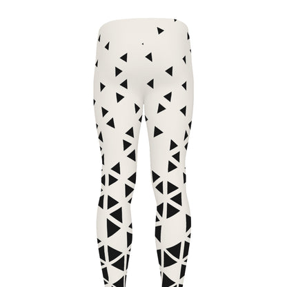 Black And White Geometric Pattern Print Men's leggings