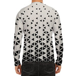 Black And White Geometric Pattern Print Men's Long Sleeve Rash Guard