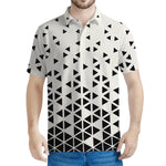 Black And White Geometric Pattern Print Men's Polo Shirt