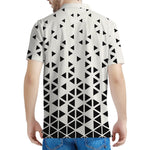 Black And White Geometric Pattern Print Men's Polo Shirt