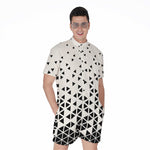 Black And White Geometric Pattern Print Men's Rompers