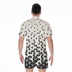 Black And White Geometric Pattern Print Men's Rompers