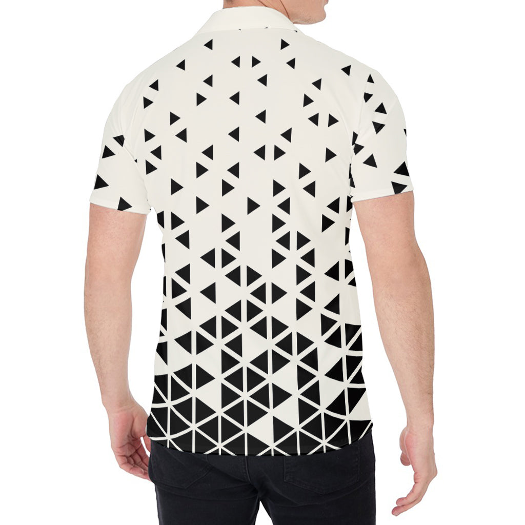 Black And White Geometric Pattern Print Men's Shirt