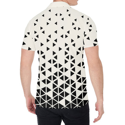 Black And White Geometric Pattern Print Men's Shirt