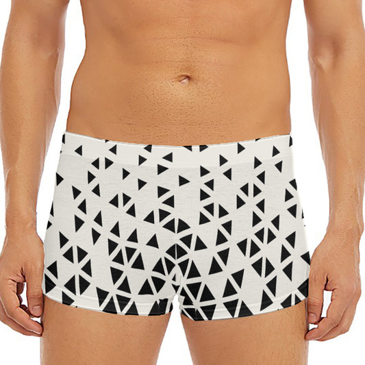 Black And White Geometric Pattern Print Men's Short Boxer Briefs