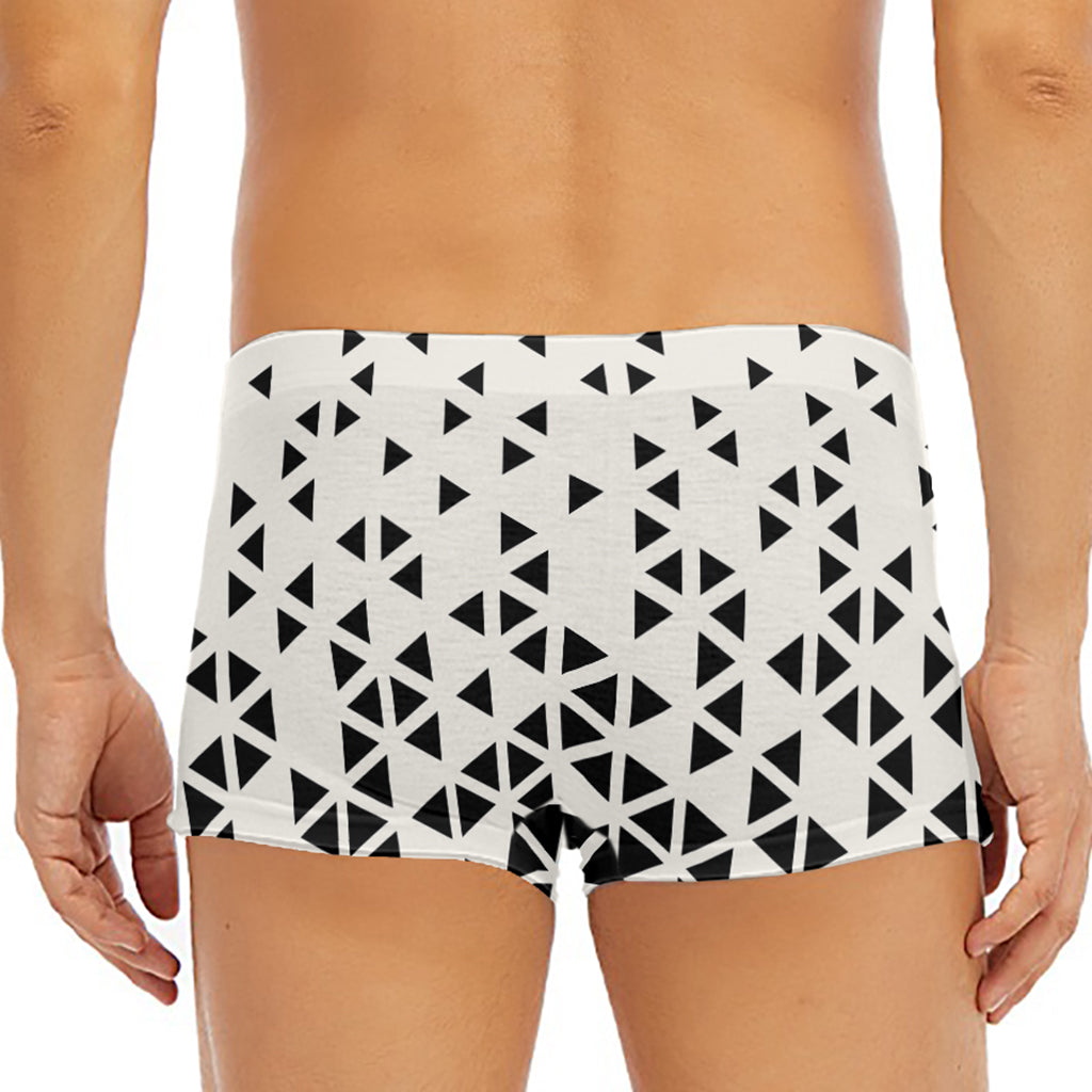 Black And White Geometric Pattern Print Men's Short Boxer Briefs