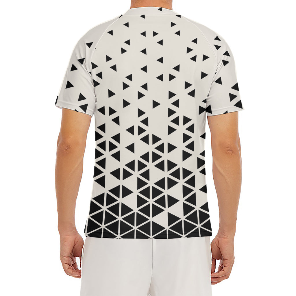 Black And White Geometric Pattern Print Men's Short Sleeve Rash Guard