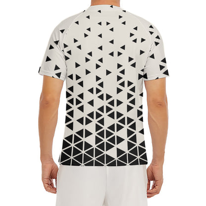 Black And White Geometric Pattern Print Men's Short Sleeve Rash Guard