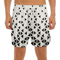 Black And White Geometric Pattern Print Men's Split Running Shorts