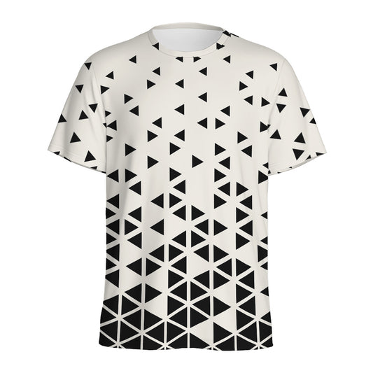 Black And White Geometric Pattern Print Men's Sports T-Shirt