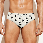 Black And White Geometric Pattern Print Men's Swim Briefs