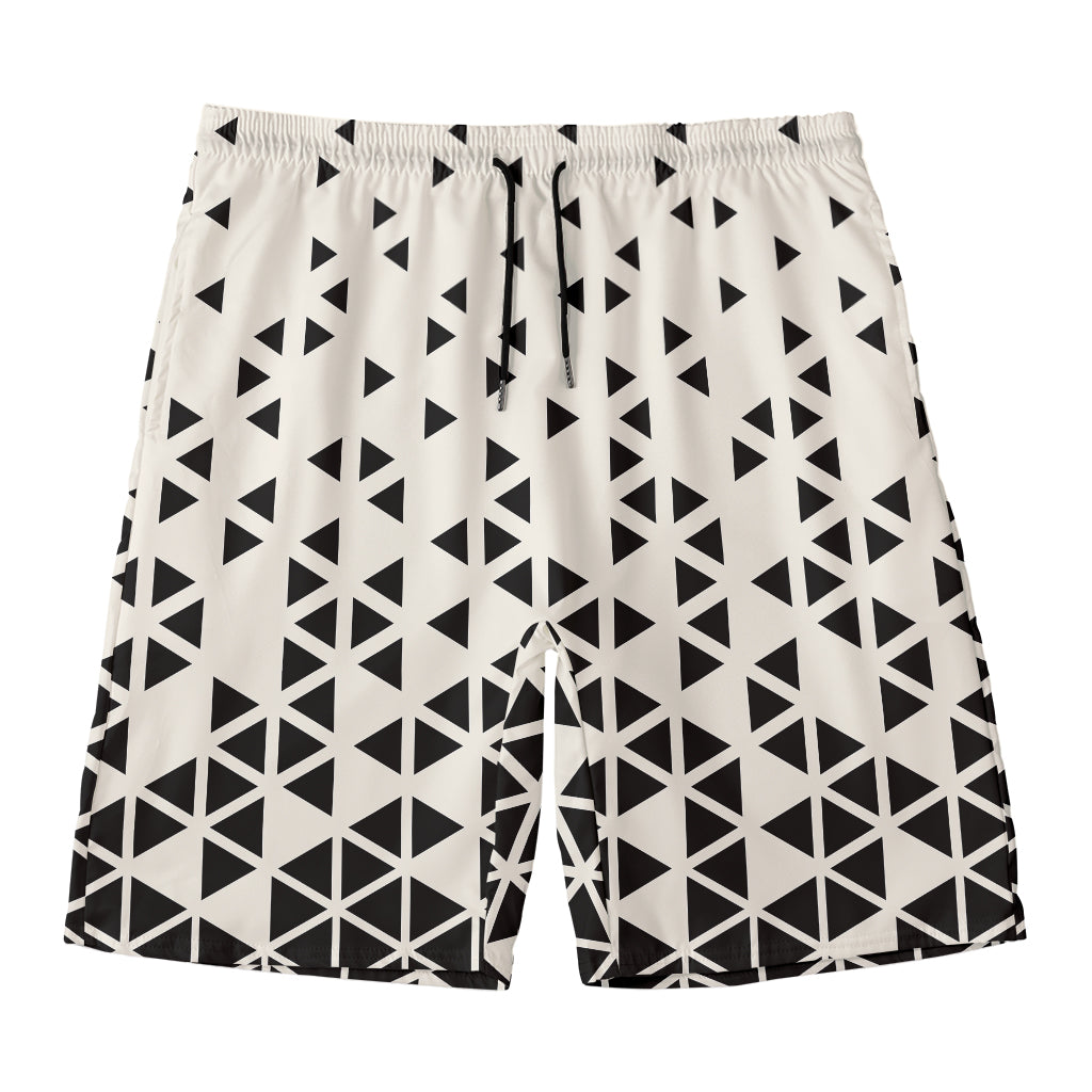 Black And White Geometric Pattern Print Men's Swim Trunks