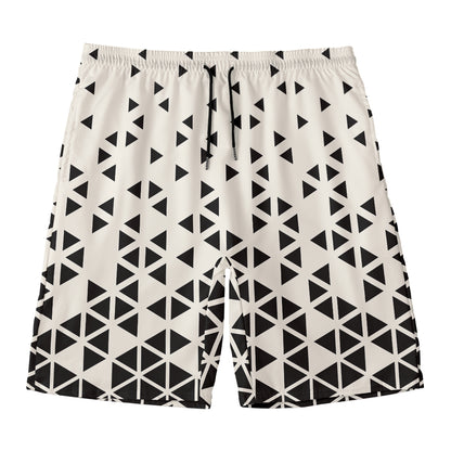 Black And White Geometric Pattern Print Men's Swim Trunks