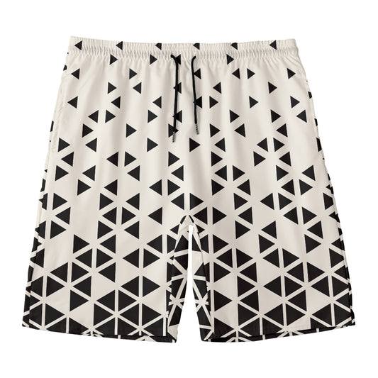 Black And White Geometric Pattern Print Men's Swim Trunks