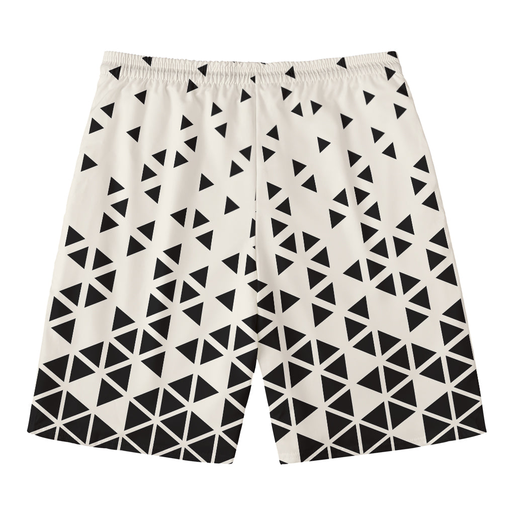 Black And White Geometric Pattern Print Men's Swim Trunks