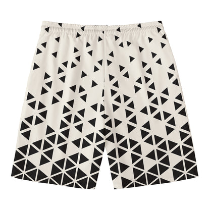 Black And White Geometric Pattern Print Men's Swim Trunks