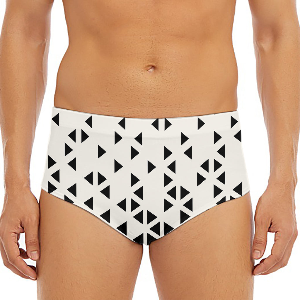 Black And White Geometric Pattern Print Men's Triangle Swim Briefs