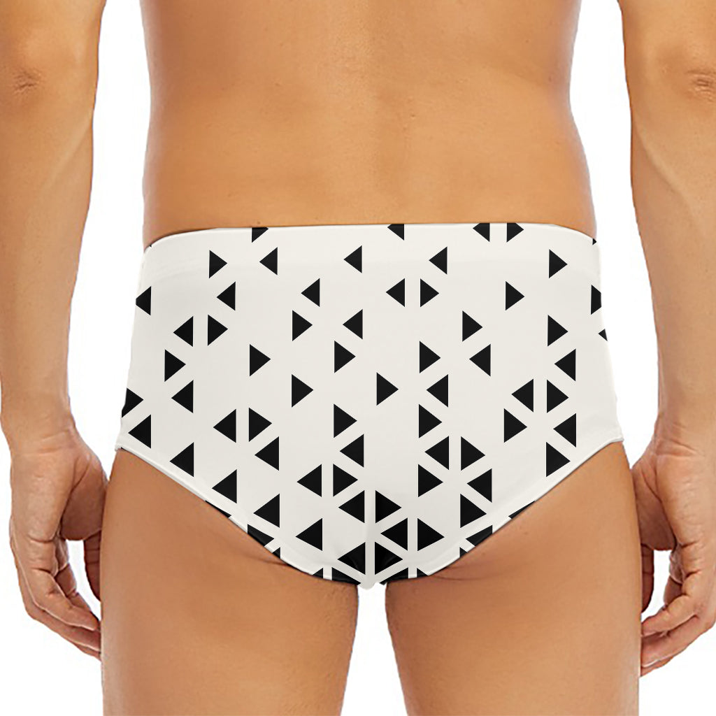 Black And White Geometric Pattern Print Men's Triangle Swim Briefs