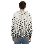 Black And White Geometric Pattern Print Men's Velvet Pullover Hoodie