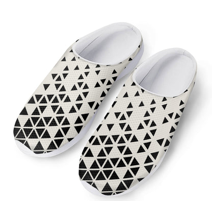 Black And White Geometric Pattern Print Mesh Casual Shoes