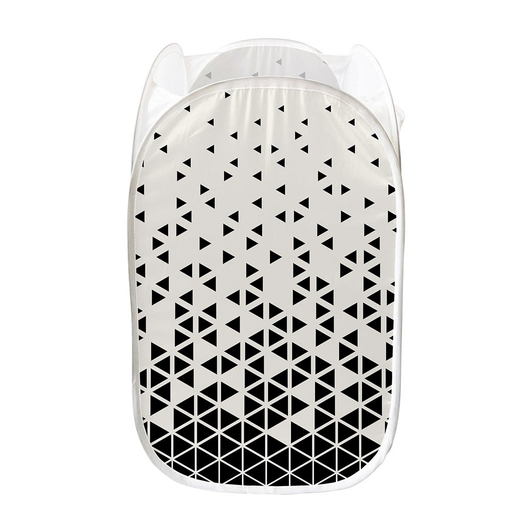 Black And White Geometric Pattern Print Mesh Laundry Hamper