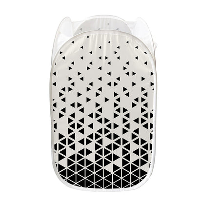 Black And White Geometric Pattern Print Mesh Laundry Hamper