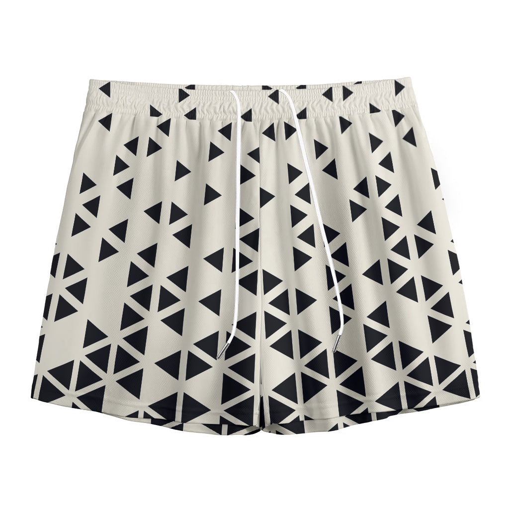 Black And White Geometric Pattern Print Mesh Shorts