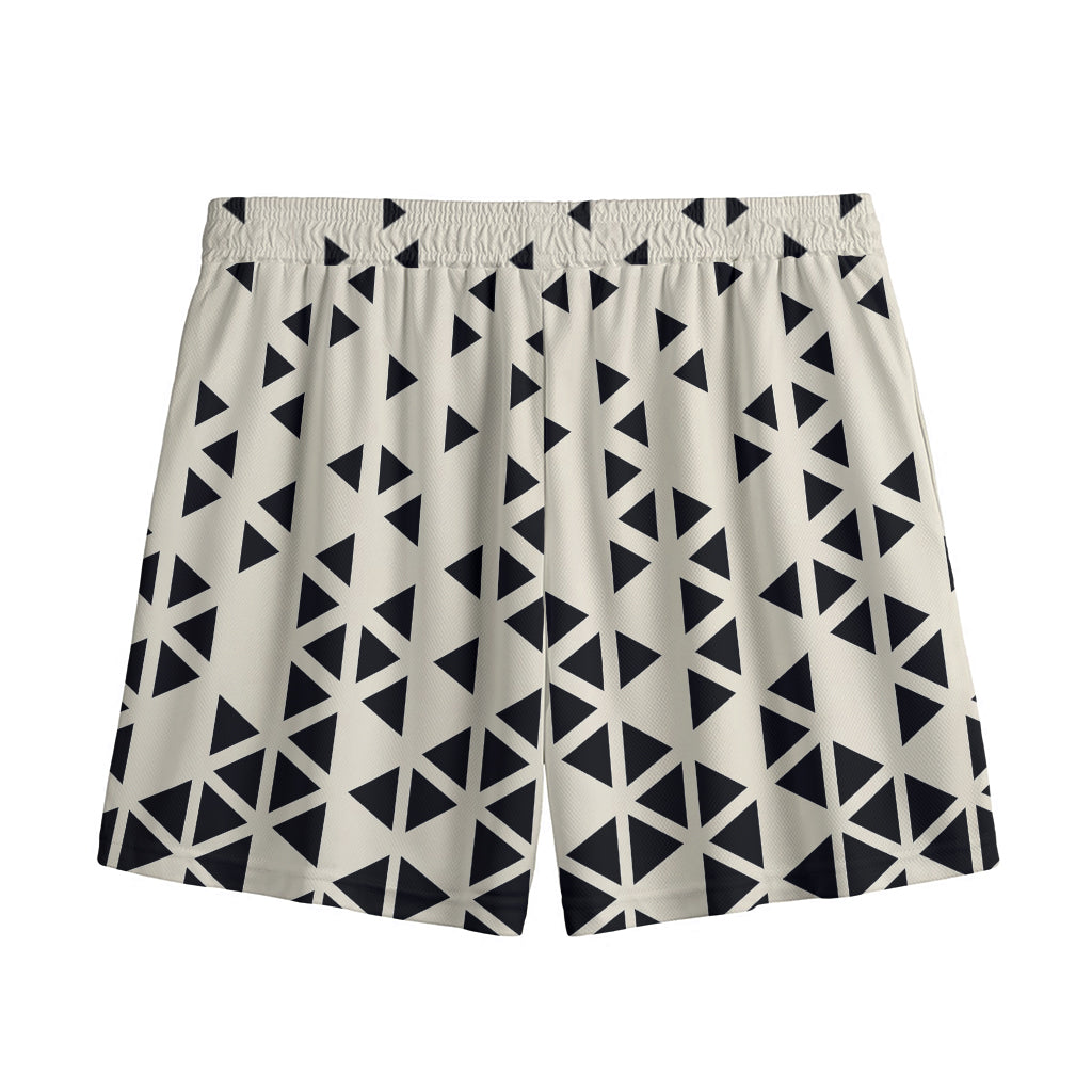 Black And White Geometric Pattern Print Mesh Shorts
