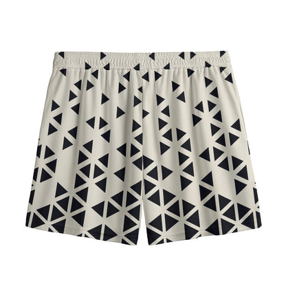 Black And White Geometric Pattern Print Mesh Shorts
