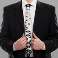 Black And White Geometric Pattern Print Necktie