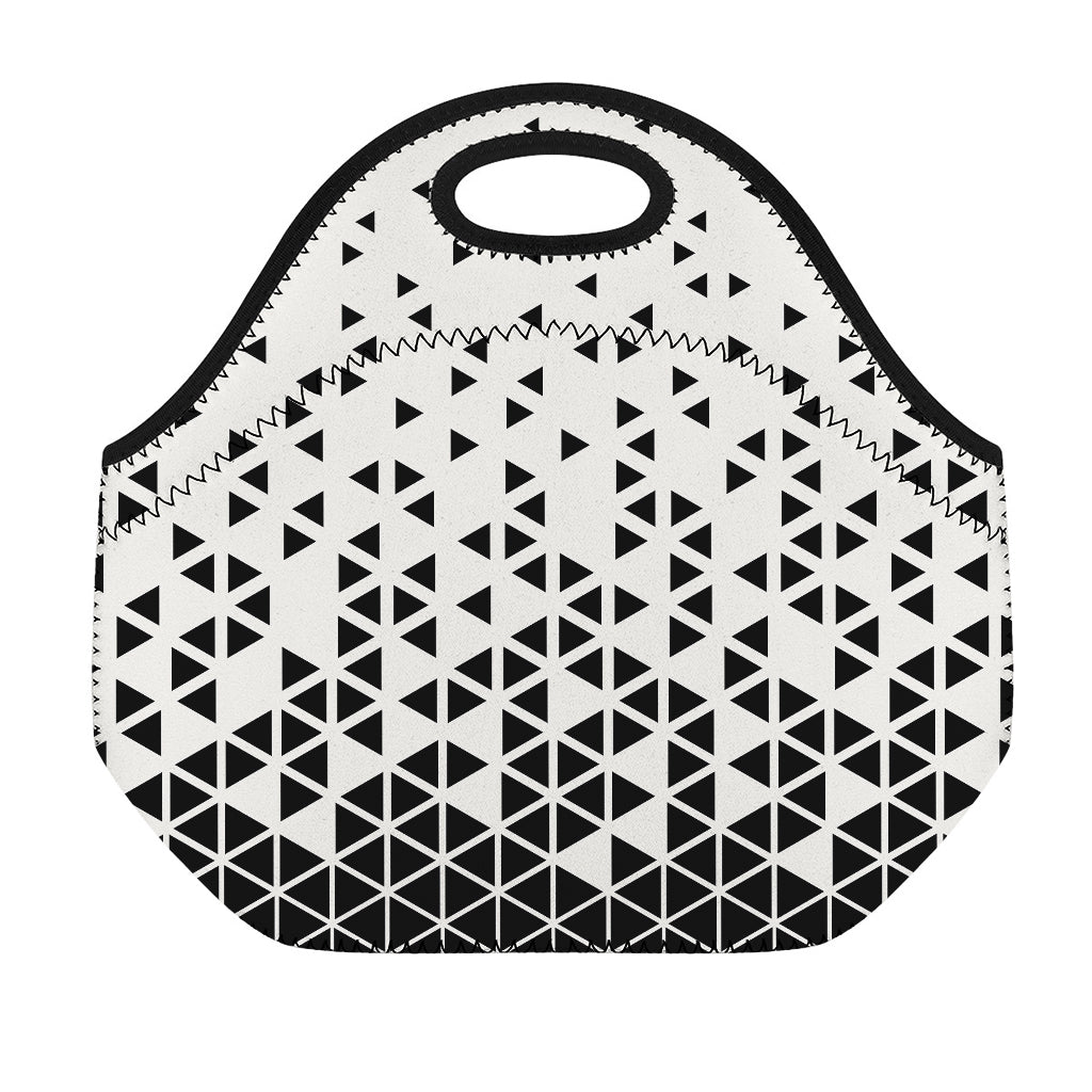 Black And White Geometric Pattern Print Neoprene Lunch Bag