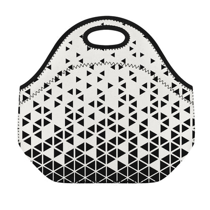 Black And White Geometric Pattern Print Neoprene Lunch Bag