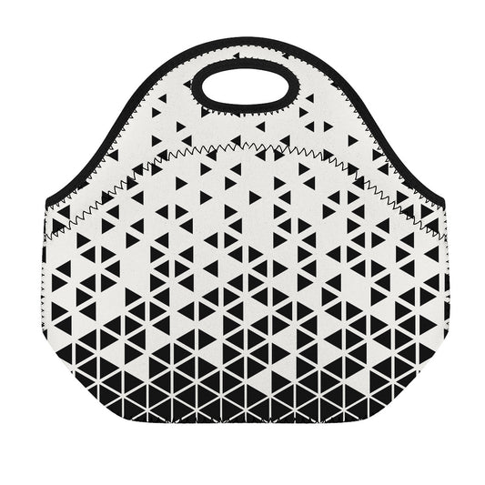 Black And White Geometric Pattern Print Neoprene Lunch Bag